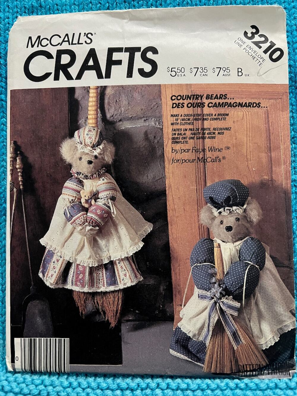 McCalls pattern 3210 bear door stopper and broom cover